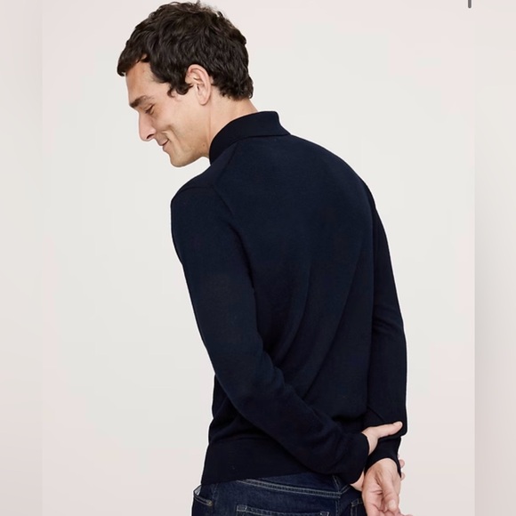 Men’s Banana Republic MERINO LONG-SLEEVE SWEATER POLO- Navy Blue - Picture 3 of 9